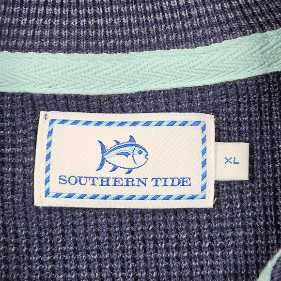 Southern Tide Sweatshirt Mens XL Blue Bailer Jade 1/4 Zip Waffle Knit Outdoor - Picture 3 of 11